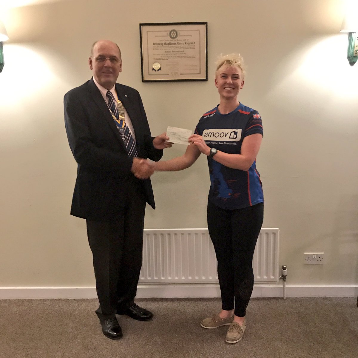 LauraTryUK's tweet photo. This evening I visited the Rotary Club Mayflower to talk about the #greatbritishrow.They kindly donated £250 to my charity @centrepointuk ❤️ https://t.co/ZdBTBCBXDJ