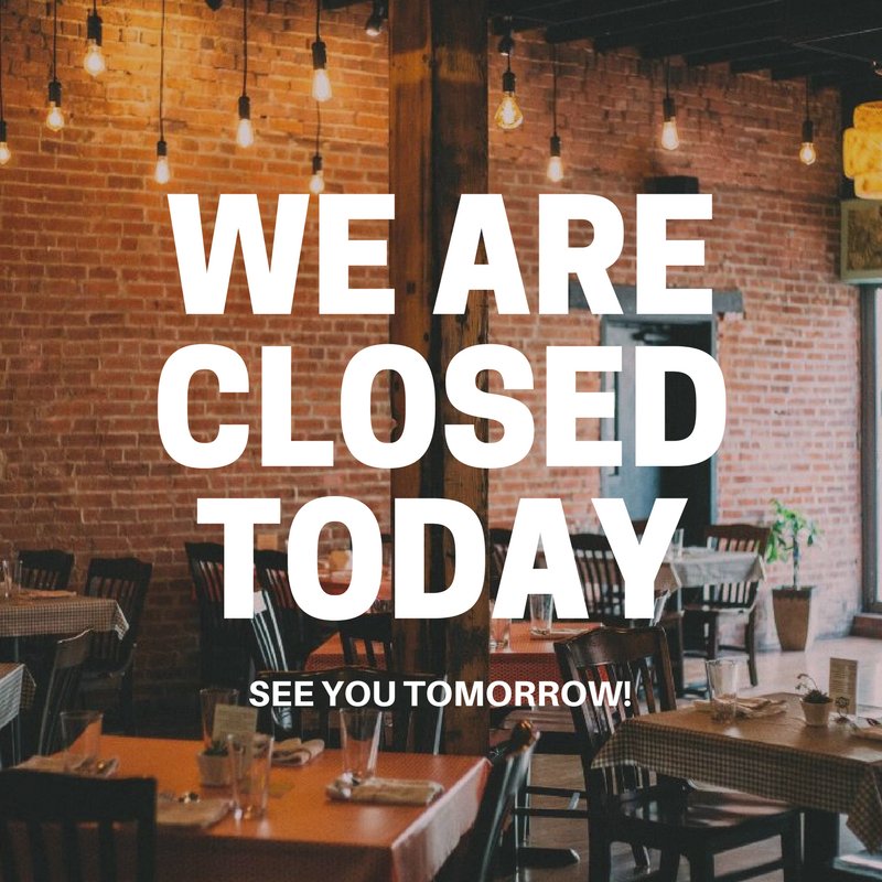 aep_restaurant's tweet photo. Just a friendly reminder that we are closed today in observance of Labor Day. We will be back in action tomorrow. See you then! https://t.co/zUDmz5qXNk