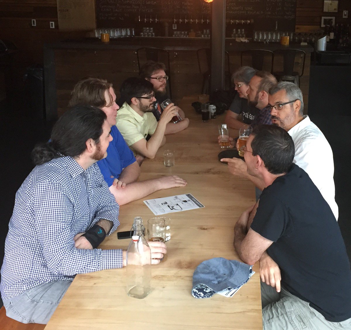 stoicstudio's tweet photo. Team meeting for #BannerSaga 3! #PAXDev2017 #Seattle #beer https://t.co/V9wBsWMBfW