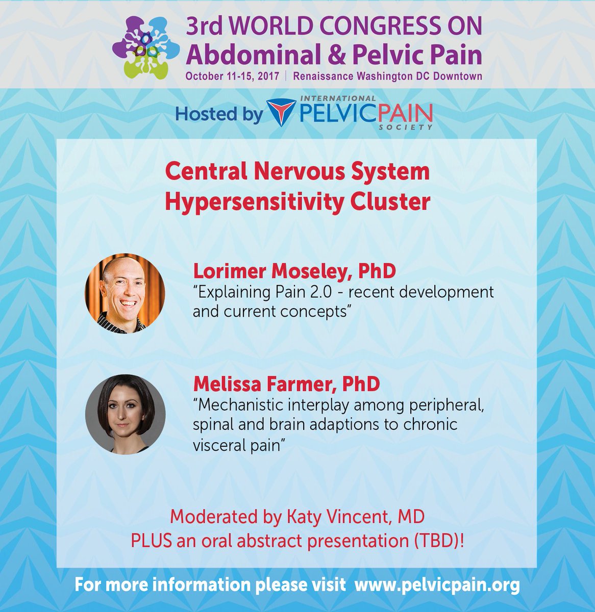 PelvicPainOrg's tweet photo. Melissa Farmer: Interplay among peripheral, spinal, & brain adaptations to chronic visceral pain. Hear the talk at #WCAPP17! #pelvicmafia https://t.co/P0XjDzwm2n