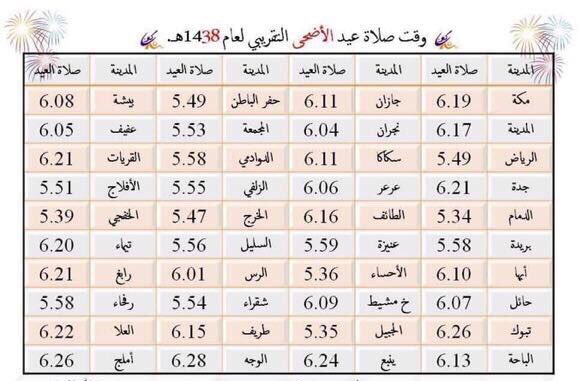 العيد موعد مشيط صلاة خميس الأذان خميس