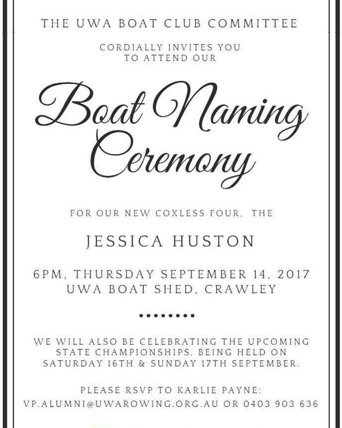 uwaboatclub's tweet photo. 🍾Exciting times ahead, make sure you RSVP to Karlie as soon as possible🍾 #uwabc #uwasport #uwastudents #uwaalumni #yeahuni #boatchristening… https://t.co/967hyn8yhH