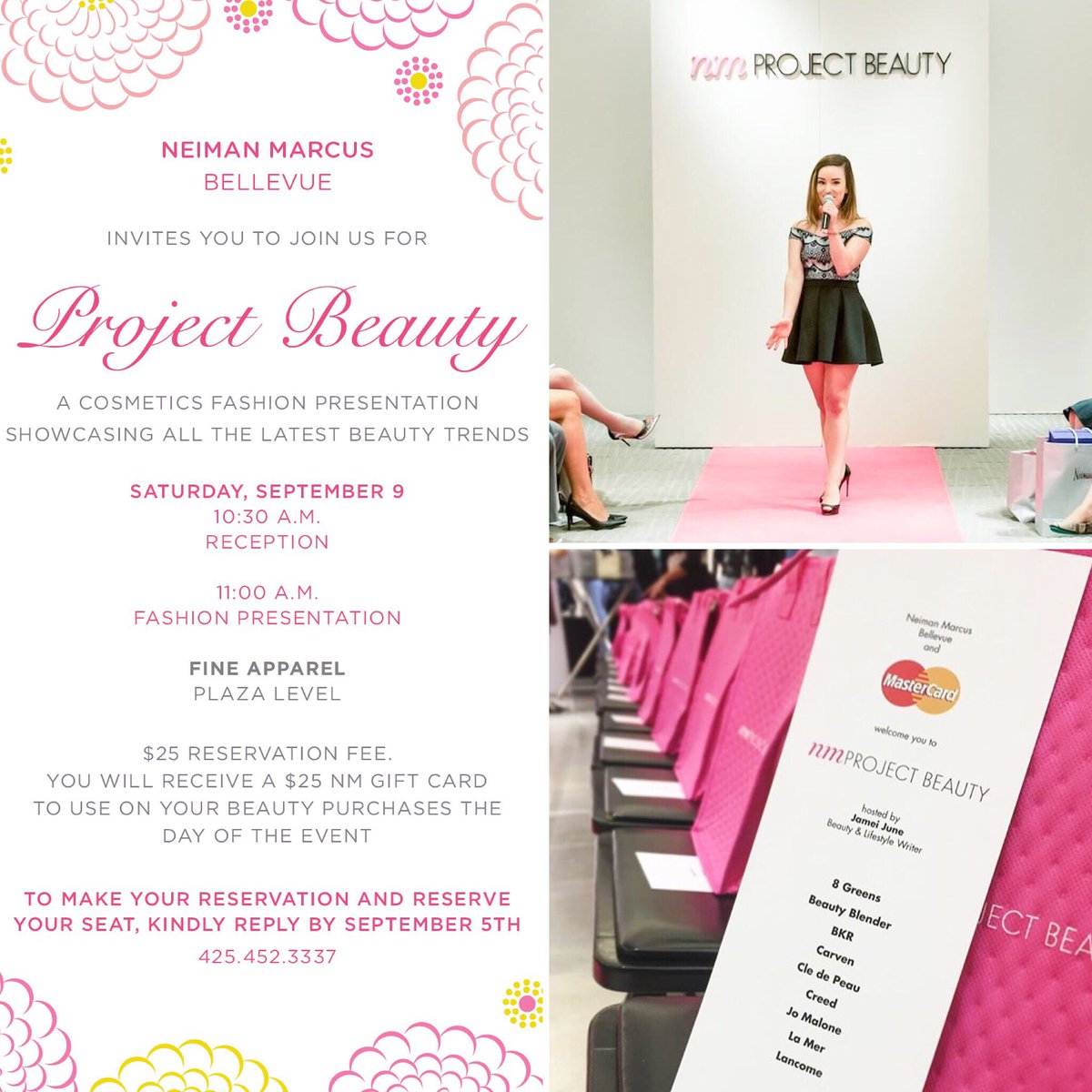 jameijune's tweet photo. Beauty Products + Runway?! ๐๐ผ๐๐It's back! Saturday, the 9th, is #ProjectBeauty! See you at #NeimanMarcus! #NMProjectBeauty @neimanmarcus https://t.co/n4fusmi4r1