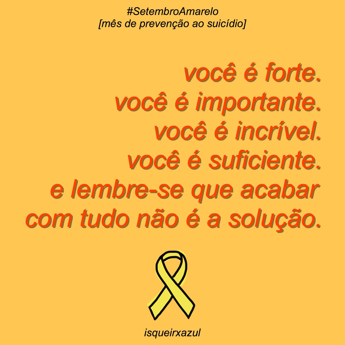 começou o mês de prevenção ao suicídio 
#SetembroAmarelo
