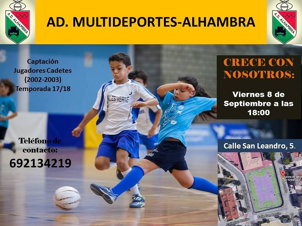 multialhambra's tweet photo. Crece con nosotros, aprenderemos juntos. #captacioncadetes #Futsal #Granada https://t.co/NMfRkwsG2a