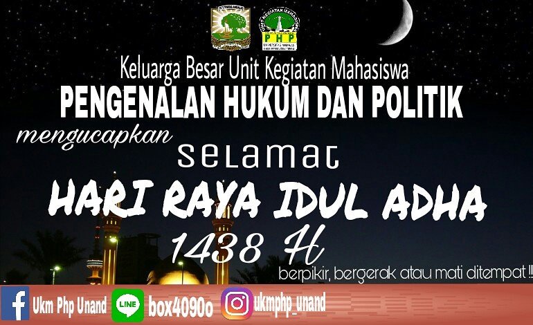 UKMPHPUNAND's tweet photo. UKM PHP UNAND mengucapkan selamat Hari Raya Idul Adha 1438 H https://t.co/YLYG90OVp6