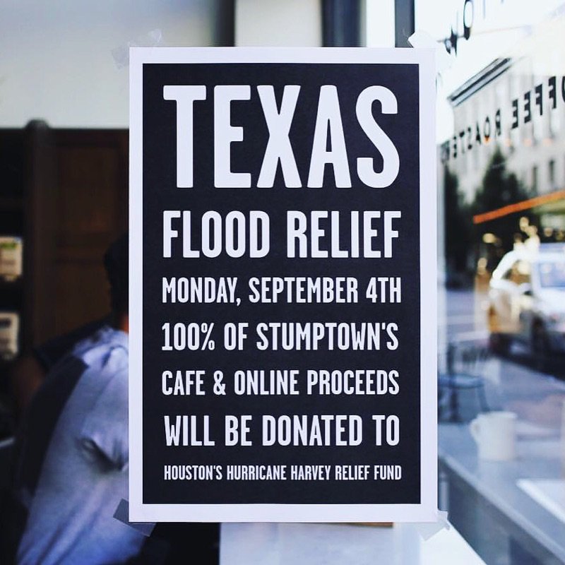 TrailheadCU's tweet photo. @stumptowncoffee is doing an awesome drive for #Houston; 100% proceeds on 9/4 go to the #HurricaneHarvey Relief Fund https://t.co/dGuvgievpA