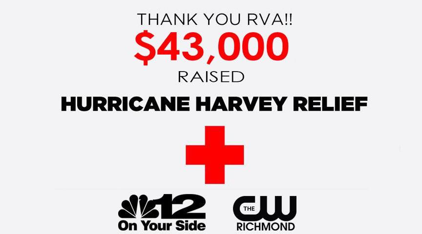 RachelDePompa's tweet photo. Wow! Thank you #RVA! You helped us raise $43,000 for #HarveyRelief!!!!! https://t.co/oN7lF82DlS