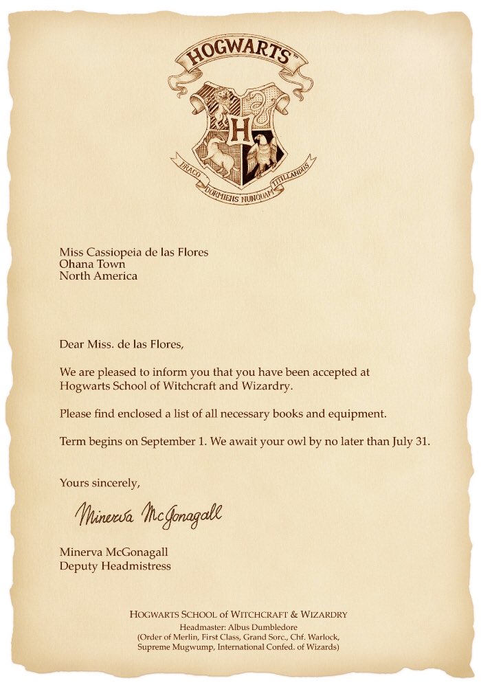 OhanaNews's tweet photo. ✦ To:  @immxrtxlc 
✦ From: Hogwarts School of Witchcraft and Wizardry https://t.co/hpVrwqtGf7