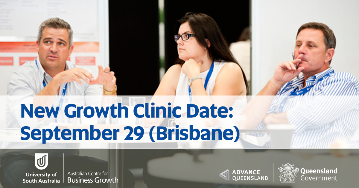 BRISBANE - due to demand, we've added an extra subsidised Growth Clinic on Sept 29! Only 3 places left! @AdvanceQld buff.ly/2wD3vVJ