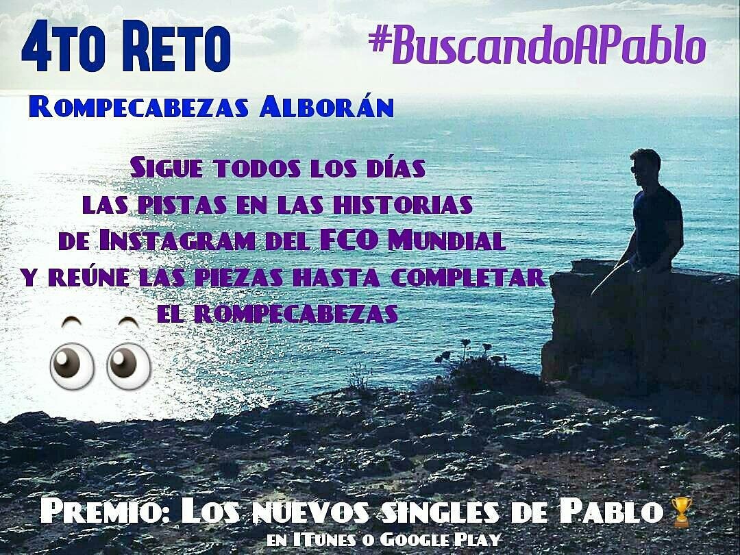 AlboranFcRepDom's tweet photo. El 4to reto del @FCOMundialPA esta listo. Une las piezas del rompecabezas y gana los nuevos singles de @pabloalboran #BuscandoAPablo https://t.co/nYvXQL0AuO