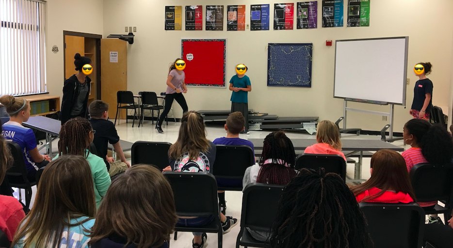 amccomas121's tweet photo. 'Makin' Beans' during theatre arts class @mooresvillems today - I think the kids had fun! #mgsdARTS https://t.co/AvQwyuFa7J
