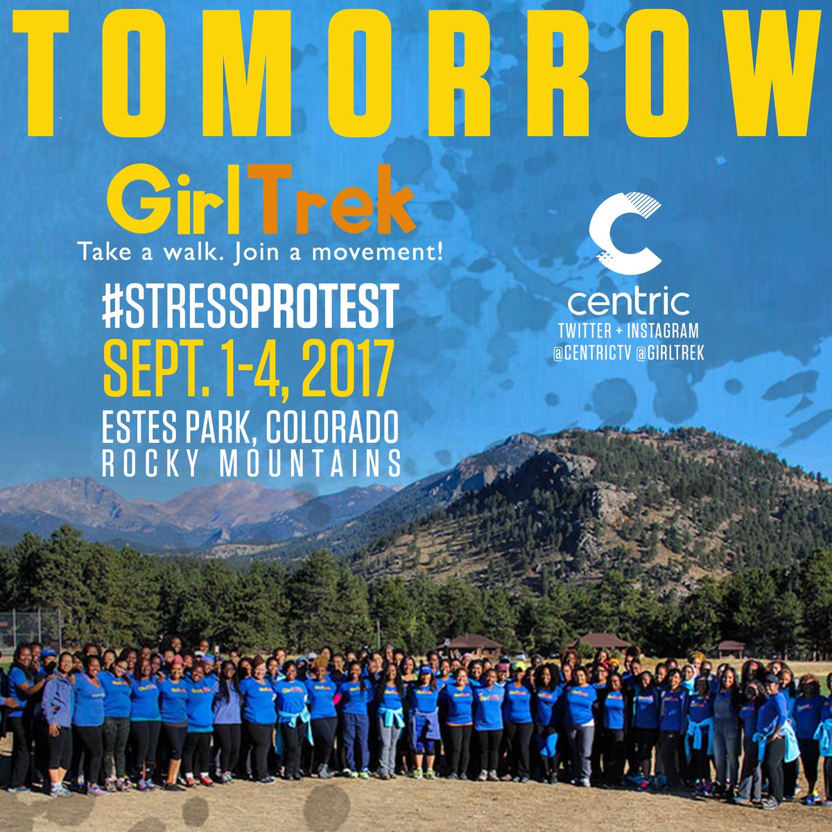 BETherTV's tweet image. TOMORROW we will join @GirlTrek for a radical weekend of self-care! See everything happening at the #StressProtest on #CentricTV's socials!