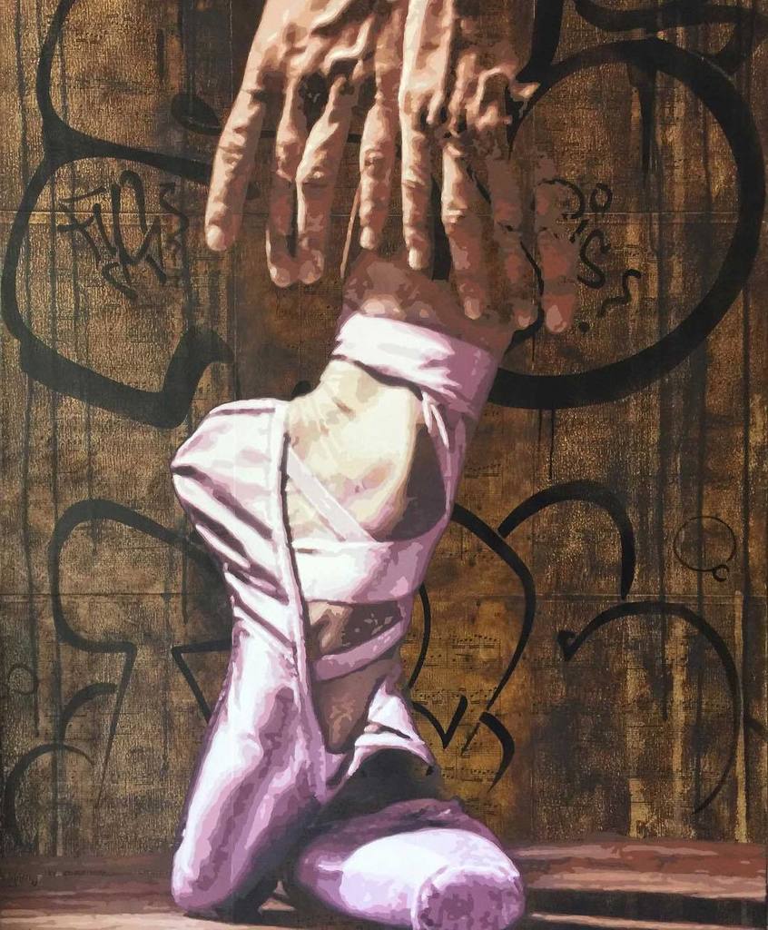 Pointe of View by <a href="/benjamzart/">Benjamin Goens</a> (USA)⠀
$1700 - tap link in bio to purchase⠀
92cm x 61cm, aerosol and mixed media on … ift.tt/2wVO4bv