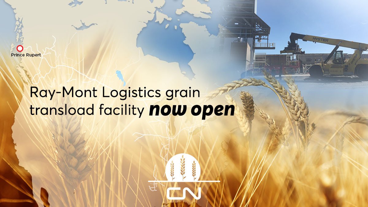 CNRailway's tweet photo. The Ray-Mont Logistics #grain transload facility is now open for business! The first shipper will be @Agrocorp. Read https://t.co/EEffXPLdkj https://t.co/UblvPxxxlj