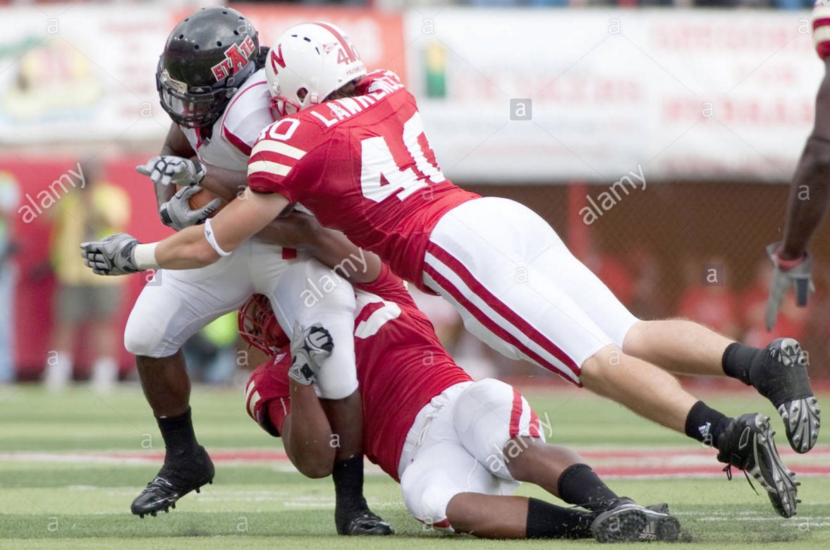 Blake_Lawrence's tweet photo. In honor of the return of college football, here's a #tbt of some BEAST making a tackle the last time the #Huskers played Arkansas State. https://t.co/sWkcMUsl1r