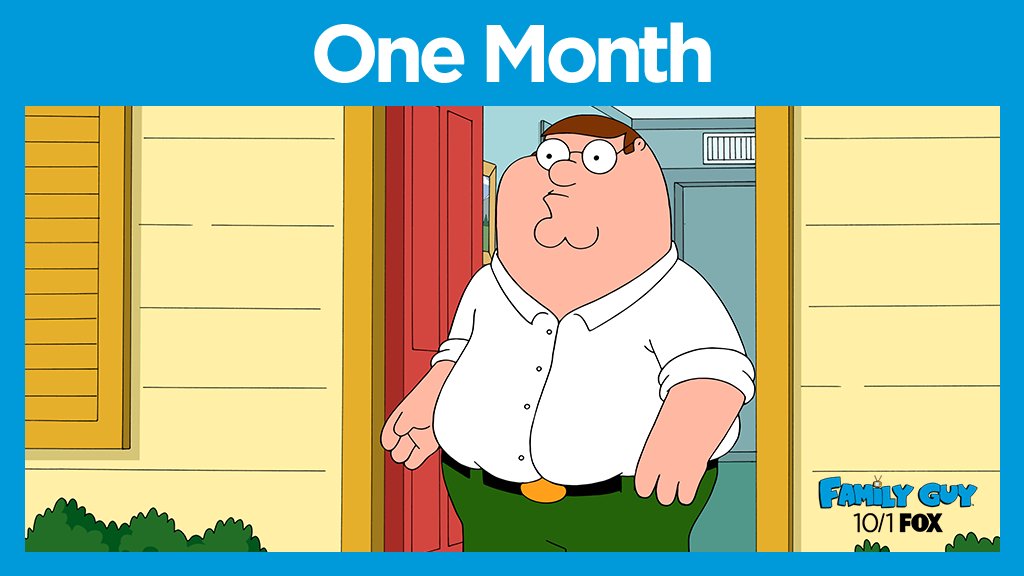 FamilyGuyonFOX's tweet photo. Ready to spend more time with The Griffin family? #FamilyGuy returns for an all-new season in ONE MONTH! 🙌 https://t.co/FdazjbXpBy