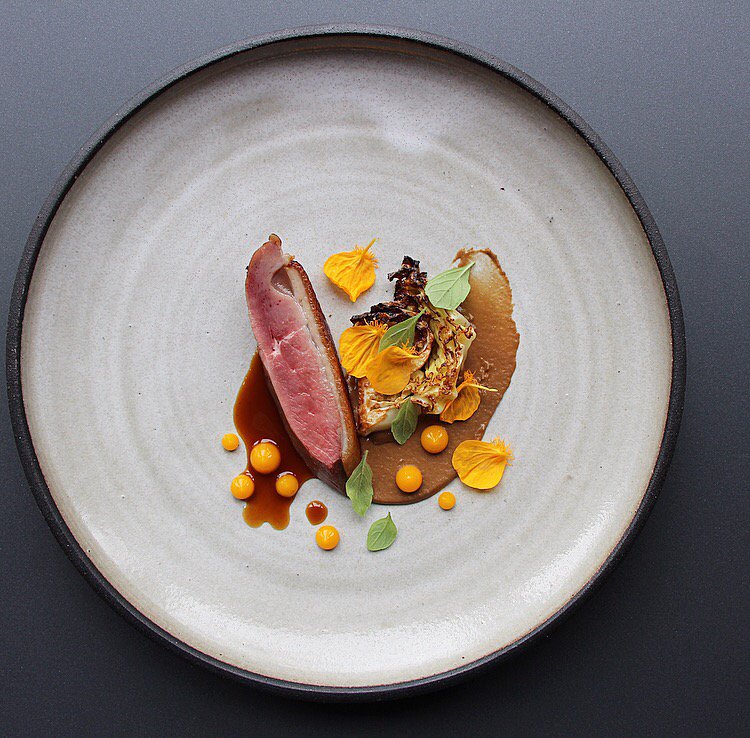 Aged Duck, Cabbage, Black Garlic &amp; Sea Buckthorn from the Hexagon x <a href="/MusketRoom/">MusketRoom</a> collaboration dinner