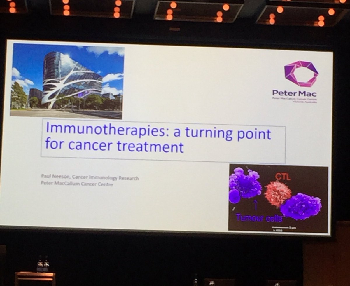 NECancerAus's tweet photo. Dr Paul Neeson @PeterMacCC presents on 'Immunotherapies a turning point for cancer treatment #ISP2017 @VicCompCancerCr https://t.co/U5hz7slo8W