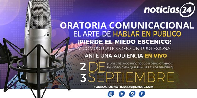 noticias24's tweet photo. Noticias24 te ofrece el curso “Oratoria: el arte de hablar en público”, no pierdas esta oportunidad https://t.co/AR2x5TB8oA https://t.co/d6qQyrmOk9