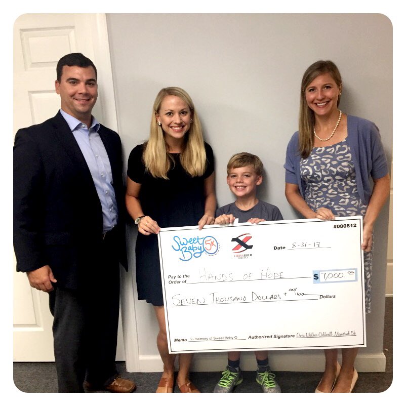 AKCSC's tweet image. $7000 to @handsofhope_sc today, and you helped. Thank you, friends! 💙 Join us 8-4-18 for the 5th Annual Sweet Baby O 5K!