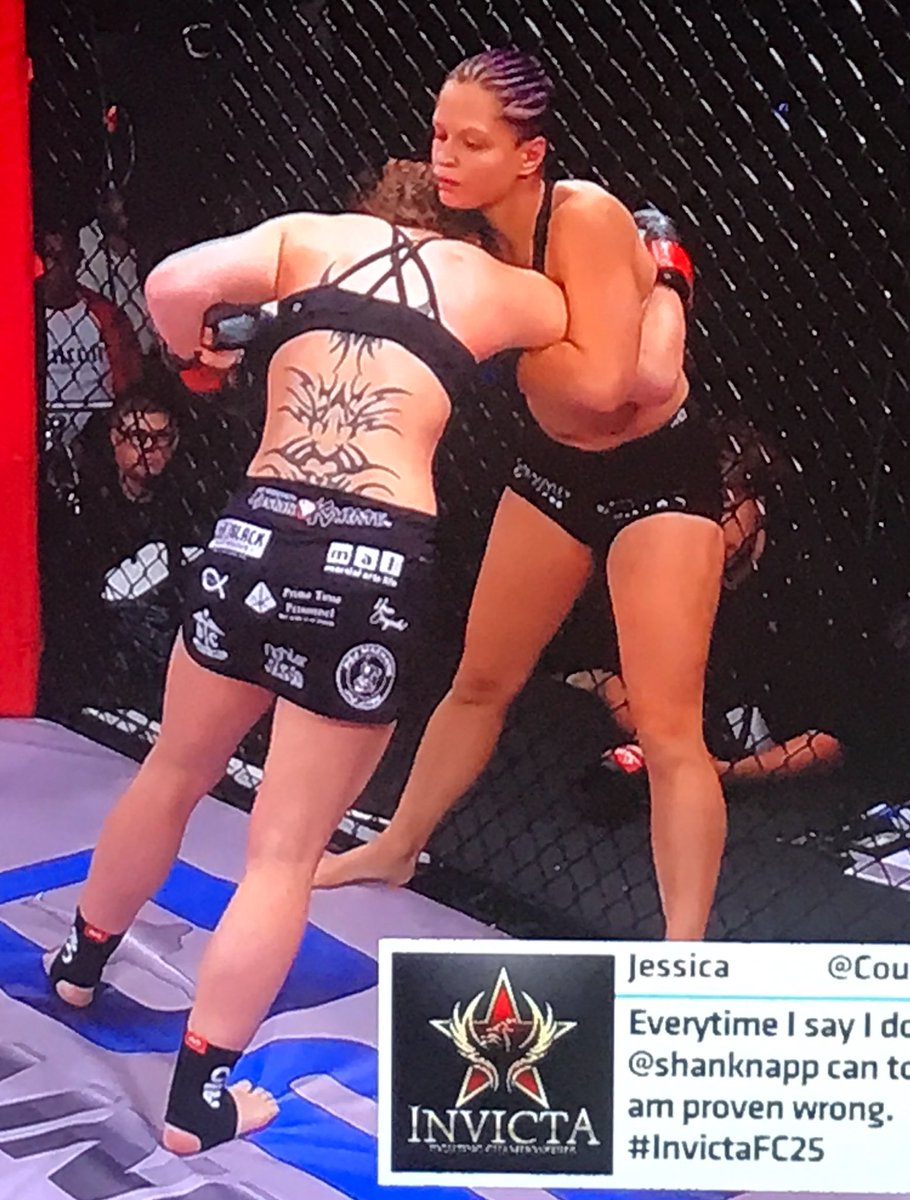 AngieOverkill's tweet image. Nothin gives you more MMA props than an Affliction tshirt design tattooed down your spine #InvictaFC25 #TweetInception