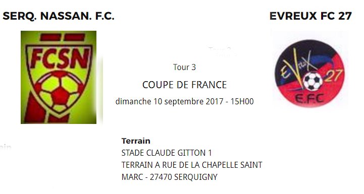 L'EFC 27 se déplacera à Serquigny pour le 3ème tour de la Coupe de France