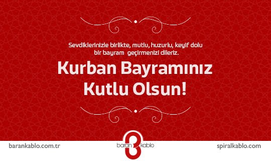BaranKablo's tweet photo. Kurban Bayramınız mübarek olsun. İyi Bayramlar. #KurbanKardesliktir #iyibayramlar #barankablo https://t.co/YJYrxax6lL