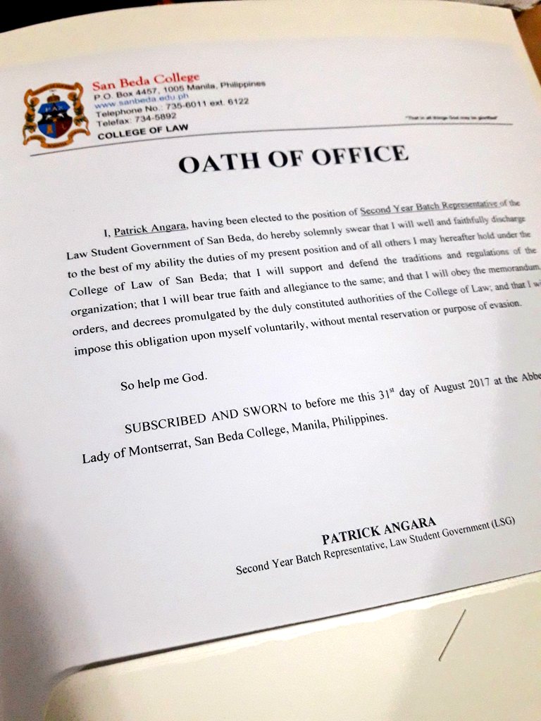 patrickangara's tweet photo. LSG Oath Taking - August 31, 2017
Thank you batchmates for the opportunity to serve as your 2nd Year Represenstative
#Thankful #BackToServe https://t.co/RCR4ebn3n3