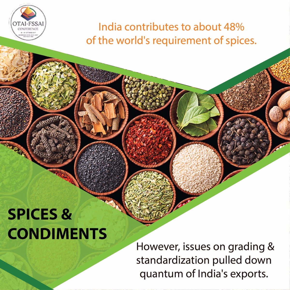 OTAIconference's tweet photo. Together let's improve the norms on spices' trade that'll benefit India's #SpicesExport
Join #OTAIFSSAI Conference @ https://t.co/AoZIe6WdYl https://t.co/duFQFou9L4