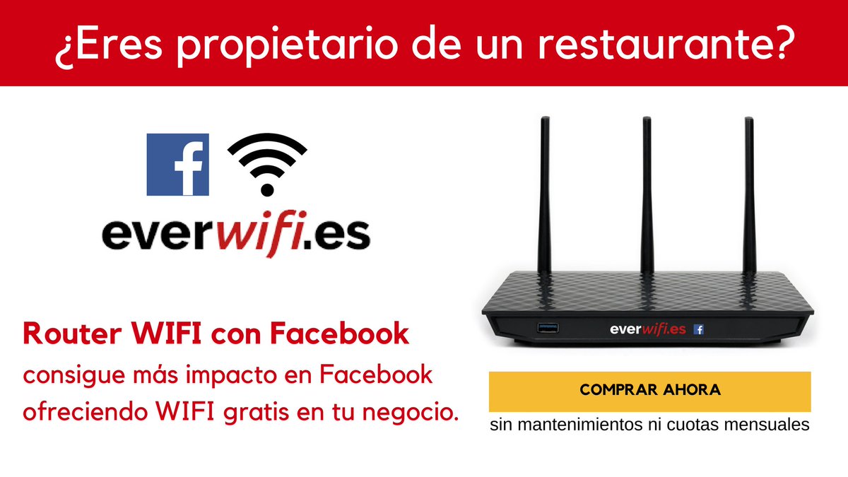 everwifies's tweet image. Genera más impacto en Facebook ofreciendo WIFI gratis a tus clientes con nuestro ROUTER. everwifi.es