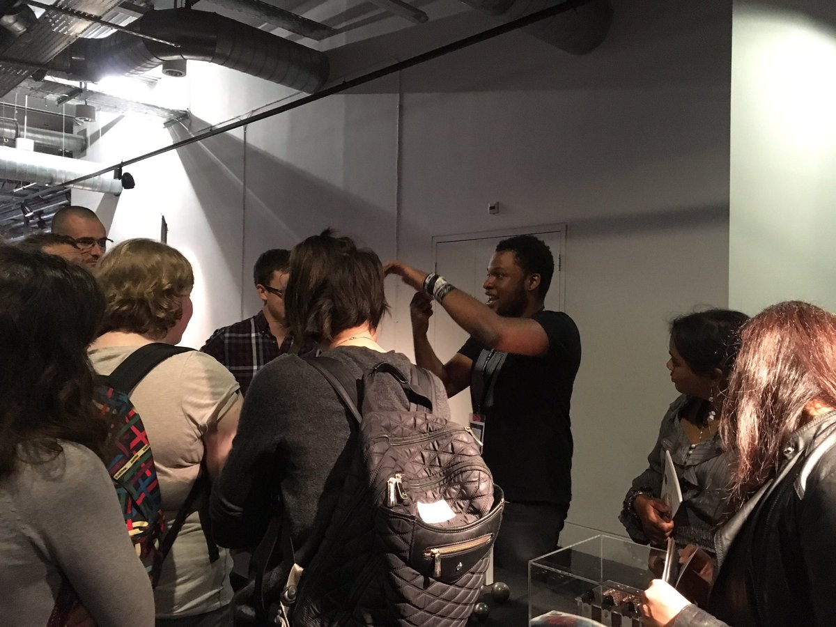 Emmanigma's tweet photo. Action shots of the @Listen2Universe team explaining all things #GravitationalWaves at #SMlates #MyTomorrow https://t.co/xGzF9Id9Fc
