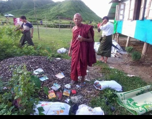 phyoe_lay's tweet photo. #Muslim #terrorists destroyed  Buddhist statute and monastery #Rakhine #Myanmar https://t.co/v2PXQpGf5W