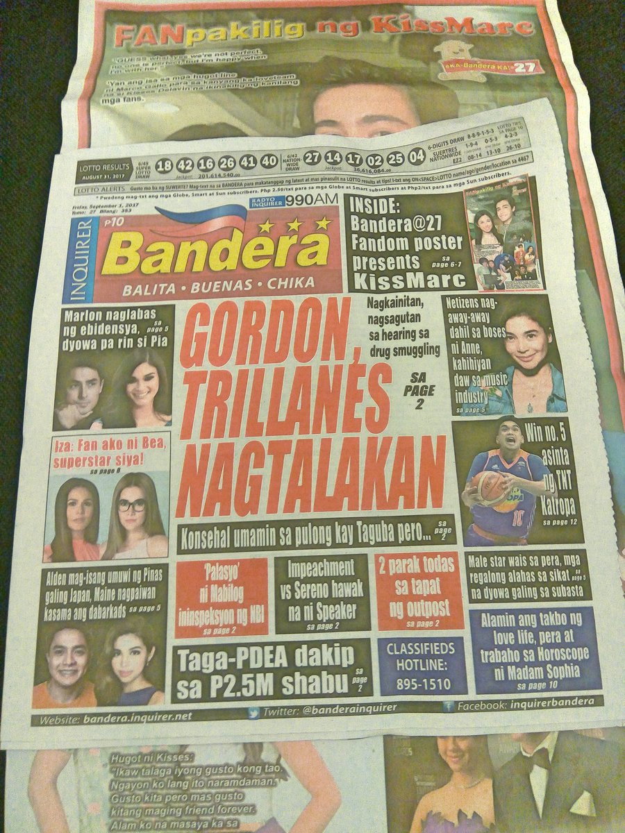 banderaphl's tweet photo. Got your copy? Retweet this kung sa tingin mo ay KissMarc ang dapat na ultimate LT ng Bandera na ma-feature sa anniv isyu namin! https://t.co/DnPsIqDnFo