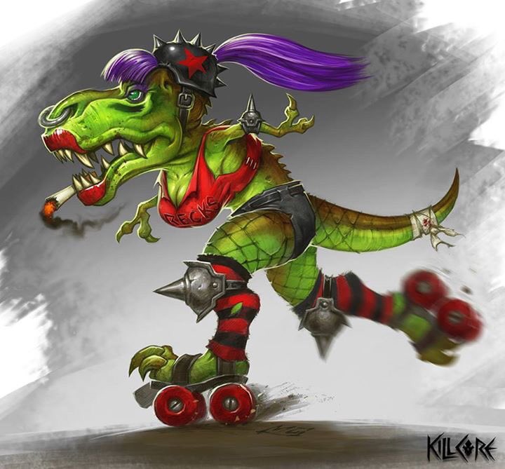 PlayKillcore's tweet image. Perhaps you favor Killcore Warrior, Double D Rex. Her abilities include "Clever Girl" and "They Move In Herds".