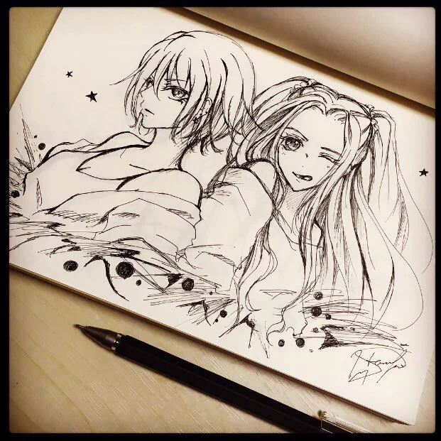 もちろんアナログのお絵描きも好きだよー🤤🌸✏️ 