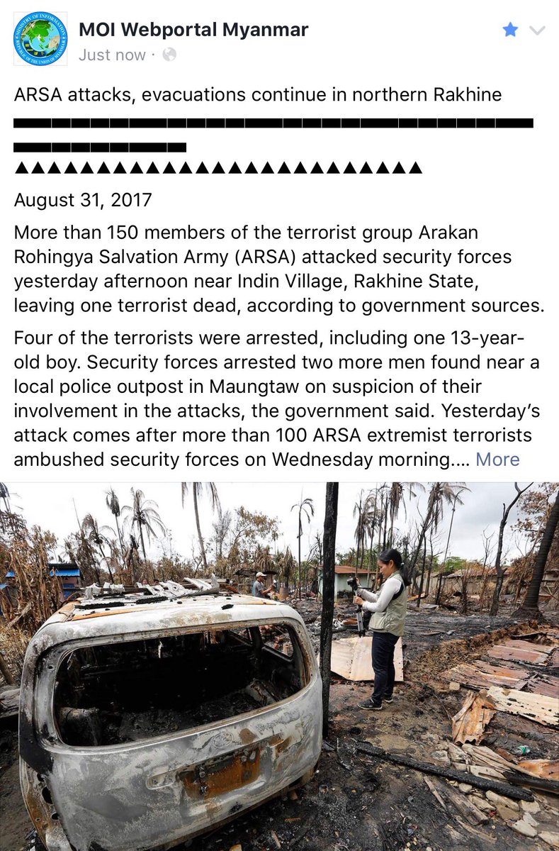 Naingtun_myan's tweet photo. #Rakhine_under_attack_by_Bengali_terrorists @matthewfsmith @ZawHtayMyanmar @UN @ABC @CNN @BBC @YangheeLeeSKKU @KofiAnnan @ChannelNewsAsia https://t.co/mbHLouFxMk
