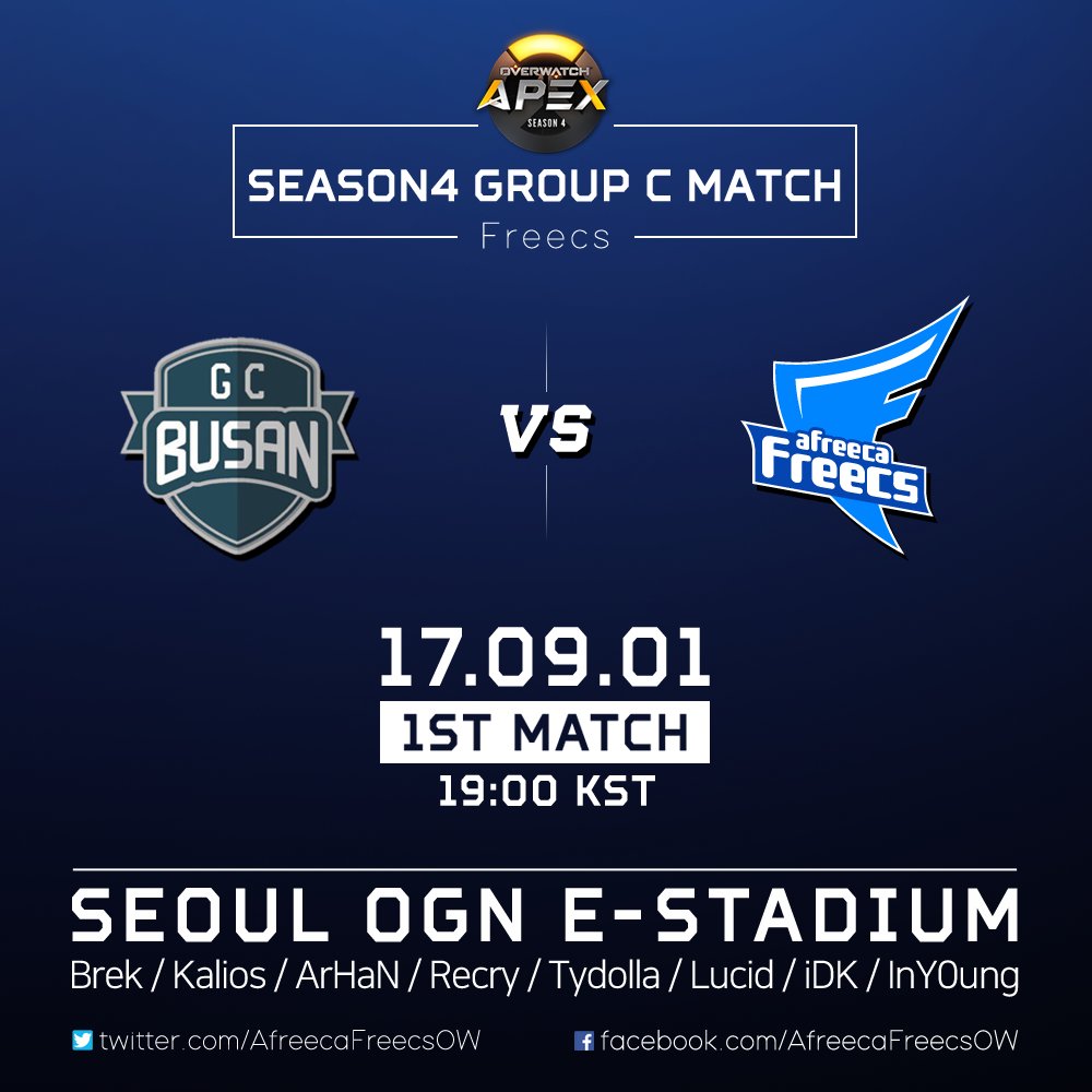 AfreecaFreecsOW's tweet photo. APEX 시즌4 #경기안내
GC 부산 vs 아프리카 프릭스

9월 1일(금) 오후 7시
많은 응원 부탁드립니다 :) https://t.co/14eOKZ4sLY