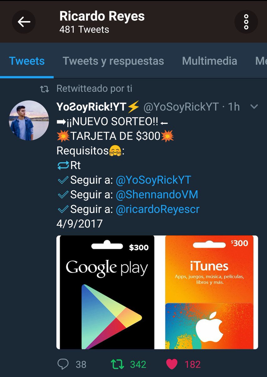 RicardoReyesGil's tweet photo. Lo prometido es deuda!!
El ganador de la encuesta es el sorteo de 15$ 🤗
Requisitos:
RT 🔃 y Seguir:
@RicardoReyesCR
@YoSoyRickYT
@ShennandoVM https://t.co/03S9VPJ969