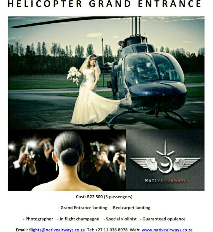 nativeairways's tweet photo. Its Spring time💐🌹🍓🍍🍒🍹  remember to always land in memorable style 🚁 
#weddings #matricdanceseason #outdoorevents https://t.co/batyPTGeMF
