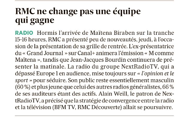 SoleneDelobelle's tweet photo. 📰 [Revue de presse] @RMCinfo continue son chemin ! @EchosTechMedias #rmcdevant #confrmc https://t.co/h0k6tWKICw