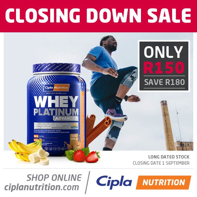 16 HOURS UNTIL WE CLOSE!

Very limited 960g Whey Platinum Advanced left. Shop now at bit.ly/2tt0HbQ before midnight!

🍌: 75
🥞: 245