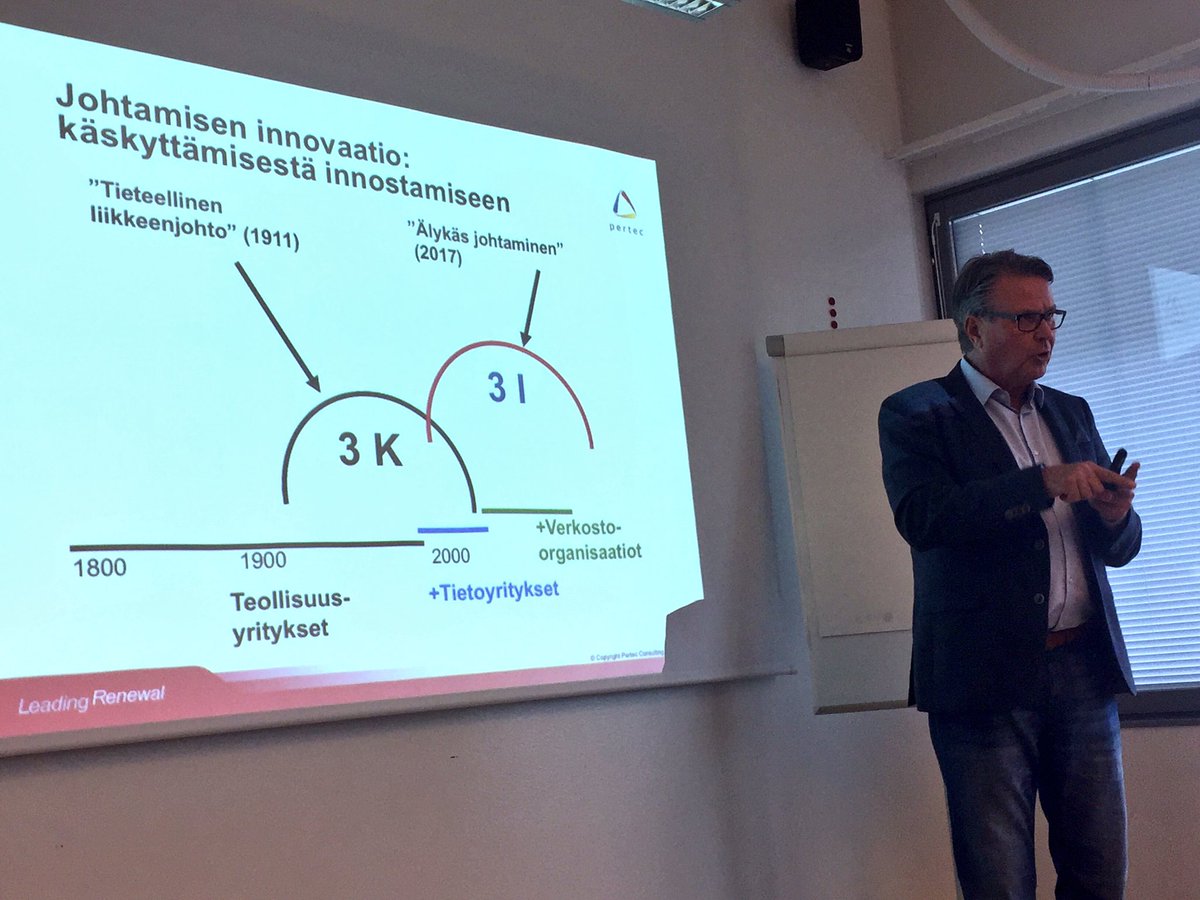 #Johtaminen ennen: Käskytä, kontrolloi, korjaa. Nyt: Asiantuntijat tietävät enemmän kuin johtajat, siksi innostu, innosta ja innovoi. #CTjkl