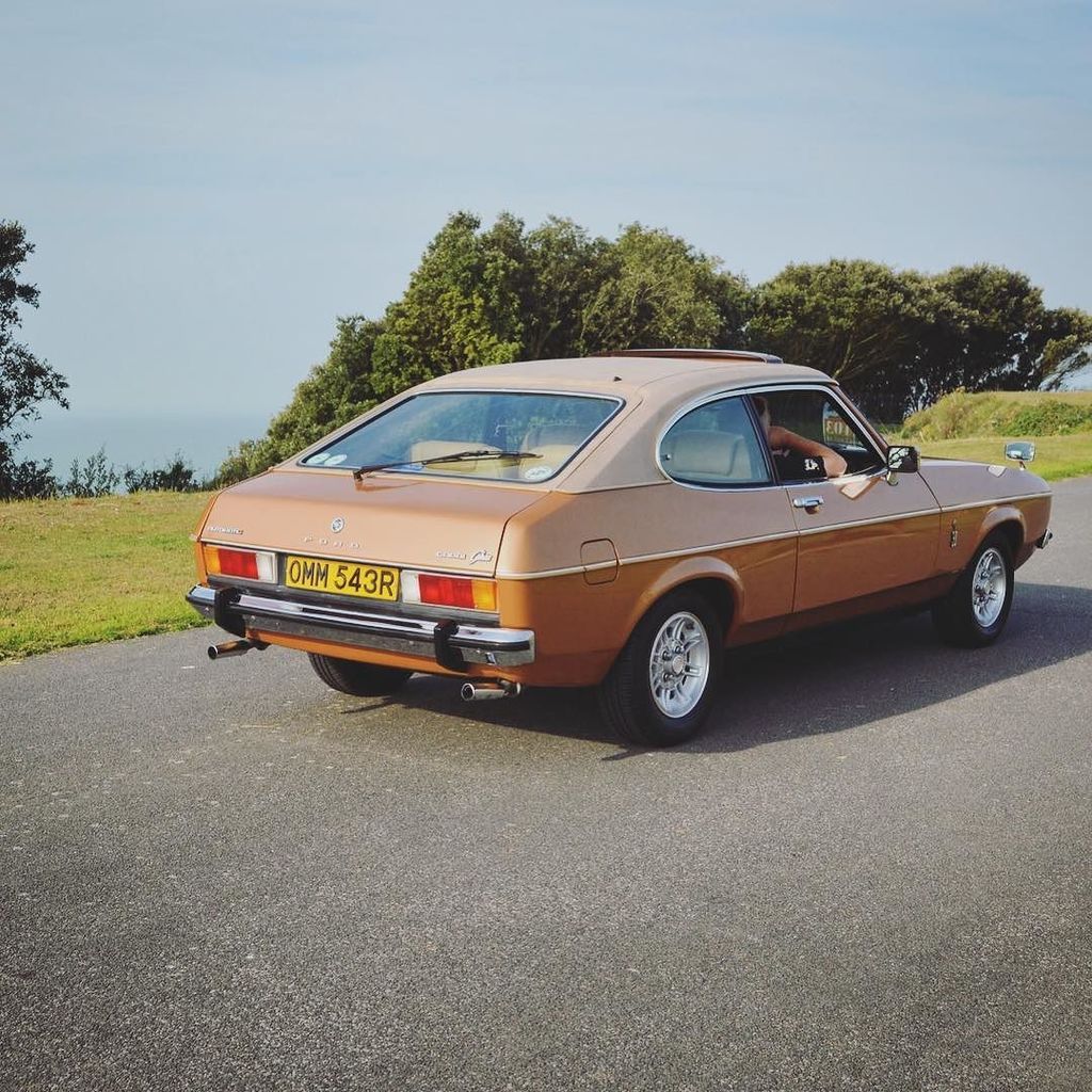 AMorrisDesign's tweet photo. Classic colour scheme for this Ford Capri 3.0 Ghia #retro #70s #britishcar #ford #classicford #fordcapri #caprimk2β¦ https://t.co/RwHuQ3jT8M https://t.co/MFngHE6WiN