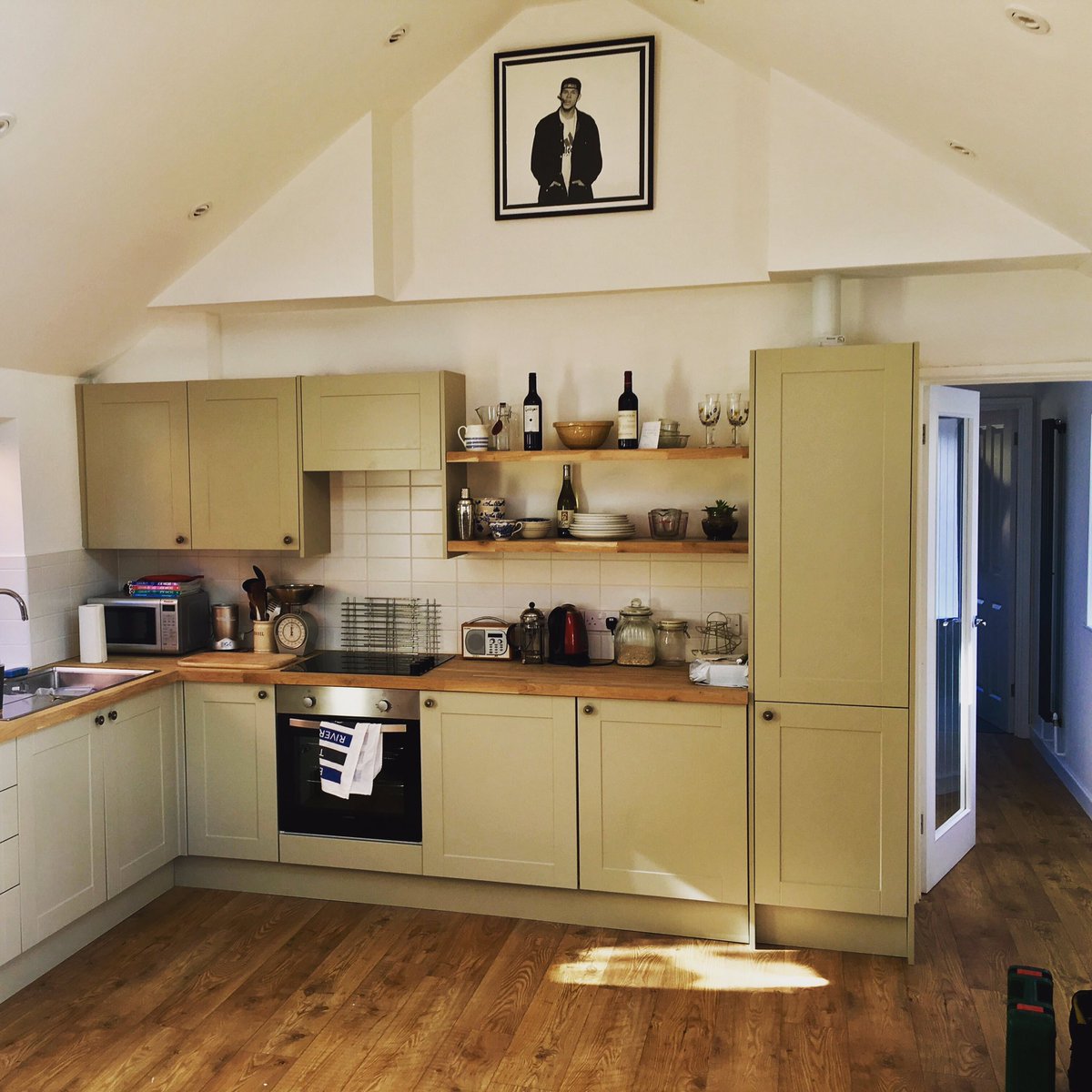 New crib, everyone needs Mark Wahlberg watching over them #MarkyMark #originalphoto #hero @mark_wahlberg