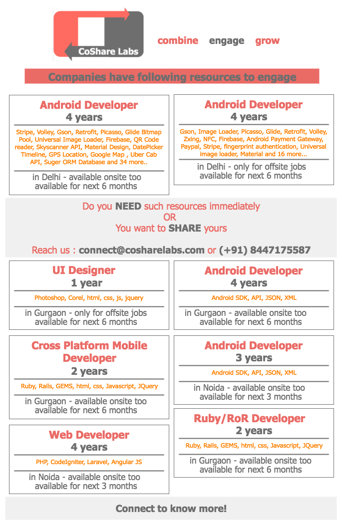 cosharelabs's tweet photo. Resources available to team up with you on immediate basis

#CEO #startups #CoShareLabs #startupindia #Hiring 

@diavjunat @VicharDev https://t.co/sT4f7Umhf0