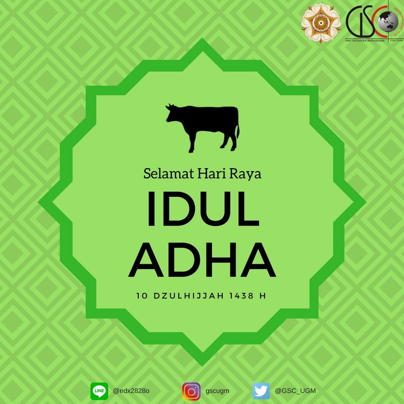 GSC mengucapkan Selamat Hari Raya Idul Adha 1438 H. Semoga semangat Nabi Ibrahim dan keluarganya terpatri dalam diri kita semua
