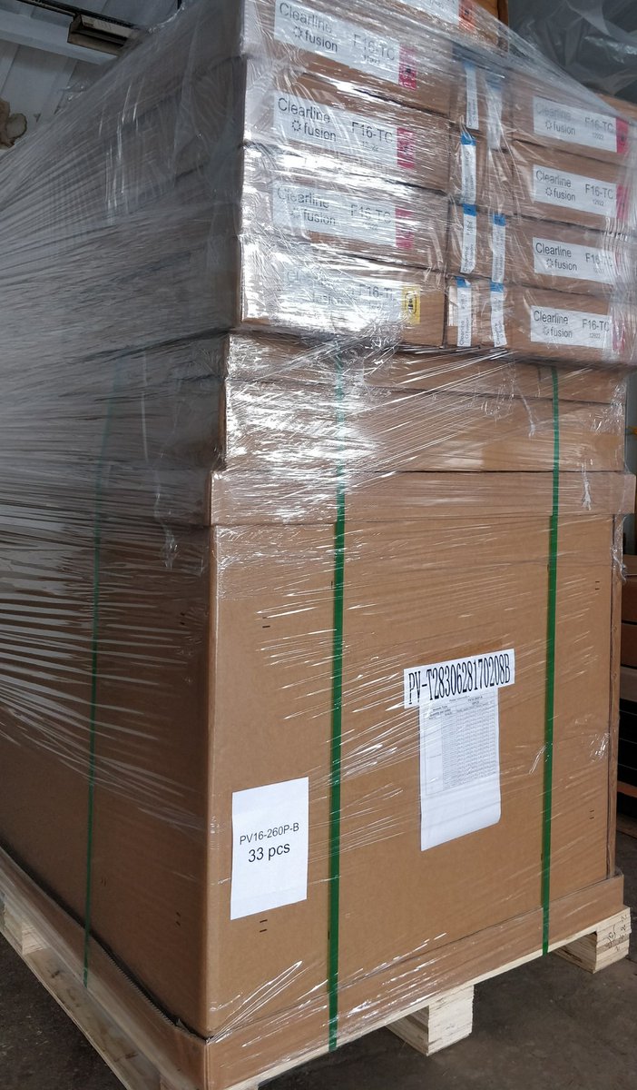 First <a href="/ViridianSolar/">Viridian Solar</a> #ClearlineFusion PV16-260P-B (indak #zonnepaneel #PolyBlack 260 Wp) for the Dutch market arrived in our warehouse.