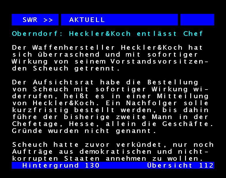 Schritt 1: Heckler&amp;Koch Chef kündigt an, nur noch in Demokratien zu exportieren. Schreibt 2: Heckler&amp;Koch Chef wird entlassen.