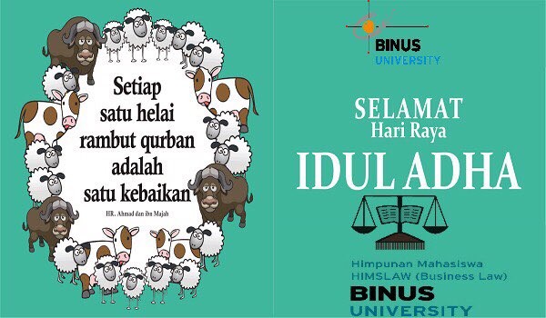 Segenap keluarga besar HIMSLAW mengucapkan, selamat hari raya Idul Adha. Semoga keberkahan selalu dilimpahkan pada kita semua.Salam Himslaw!